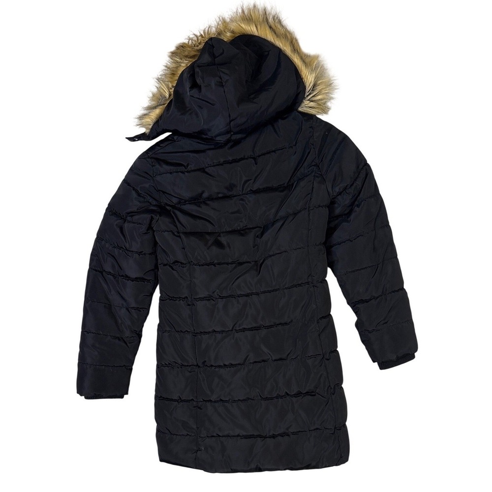 Copper Key Girls Black Puffer Jacket Faux Fur Hood Fleece Lined Size M 8/10